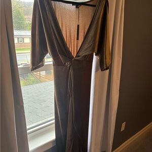 Elegant Brown V-Neck Dress